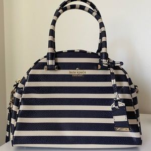 Rare NEW Kate Spade Striped Leather Satchel Handbag
